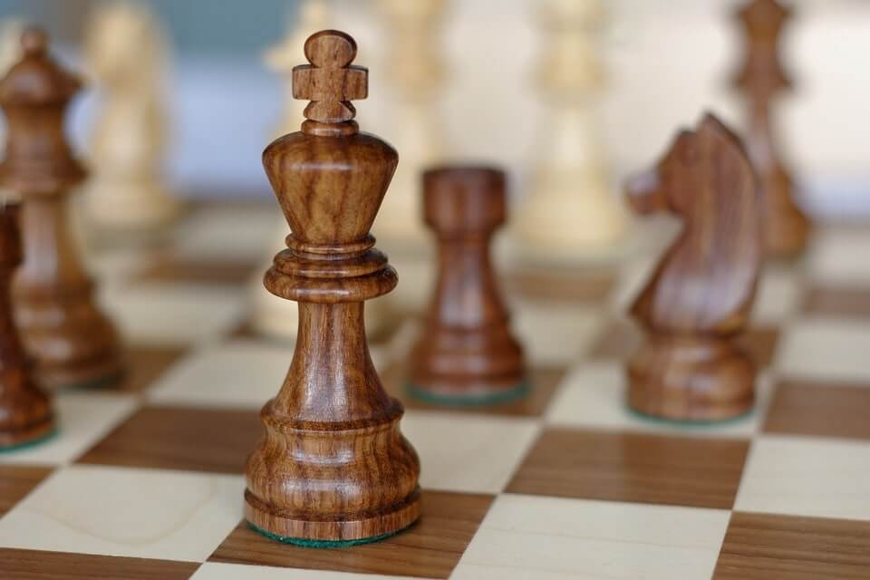 Chess game concept of black wooden king and queen, the most